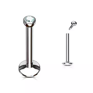 Labret z chirurgickej ocele - oceľová hlavička s farebným kamienkom, 10 mm - Farba: Modrá