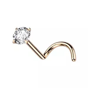 Zahnutý piercing do nosa z titánu - drobný číry zirkón, rôzne farby, 0,8 mm - Farba: Čierna