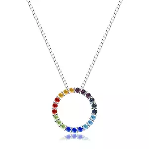 Náhrdelník zo striebra 925 - kontúra kruhu s rôznofarebnými Swarovski krištáľmi