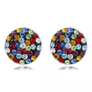 Náušnice zo striebra 925 - kruh s rôznofarebnými krištáľmi Swarovski, puzetky