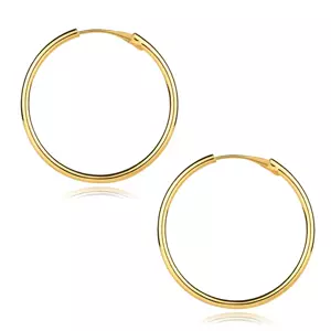 Okrúhle náušnice zo 14K žltého zlata - hladké oblé ramená, 24 mm
