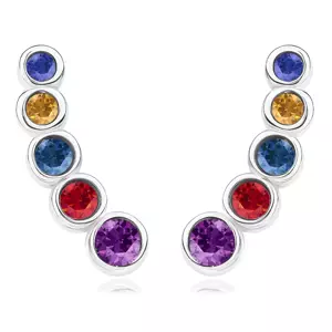Náušnice zo striebra 925 - oblúk s farebnými krištáľmi Swarovski, afroháčik