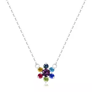Náhrdelník v striebre 925 - kvietok s farebnými krištáľmi Swarovski