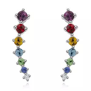 Náušnice v striebre 925 - oblúk s farebnými krištáľmi Swarovski, puzety