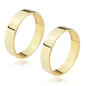 Obrúčky v žltom 14K zlate - hranatý prierez, hladké a lesklé rameno, 5 mm - Veľkosť: 64 mm