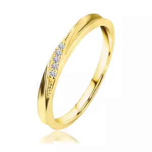 Diamantový prsteň zo žltého zlata 585 - šikmý zárez, päť čírych briliantov - Veľkosť: 54 mm