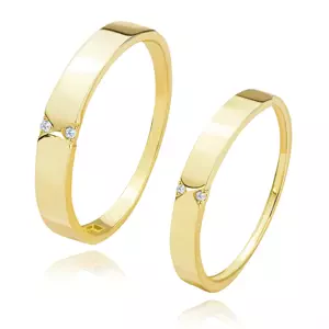 Briliantové obrúčky zo žltého 14K zlata - trojuholníkové výrezy, číre diamanty - Veľkosť: 49 mm