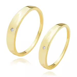 Obrúčky zo žltého 14K zlata - číry briliant, dovnútra prehnuté rameno - Veľkosť: 64 mm