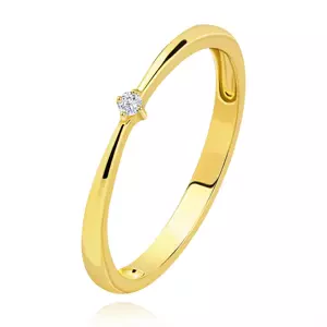 Prsteň zo žltého 14K zlata - okrúhly vyvýšený briliant čírej farby, 1,7 mm - Veľkosť: 49 mm