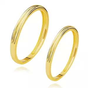 Obrúčky zo 14K žltého zlata - šikmý zárez, tenké rameno - Veľkosť: 64 mm