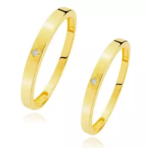 Obrúčky zo žltého 14K zlata – číry zirkón v trojuholníkovom výreze - Veľkosť: 64 mm