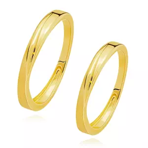 Obrúčky v žltom 14K zlate - šikmá ryha, hladký a štruktúrovaný povrch - Veľkosť: 64 mm