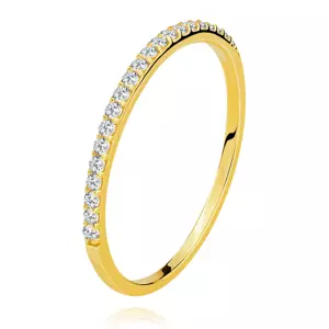 Prsteň zo žltého 14K zlata - rad priezračných zirkónov okrúhleho tvaru - Veľkosť: 54 mm