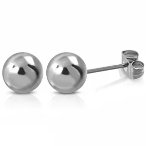 Puzetové náušnice z chirurgickej ocele, lesklá gulička, 3 mm