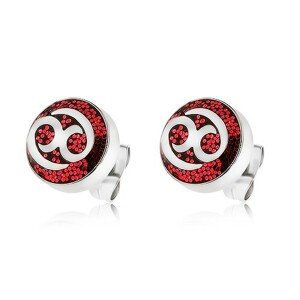Náušnice z ocele 316L zdobené červenými trblietkami s ornamentom