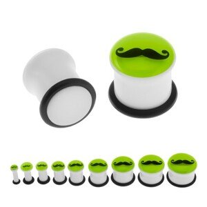 Plug do ucha bielej farby, čierne fúzy a gumička, predná časť svietiaca v tme - Hrúbka: 6 mm
