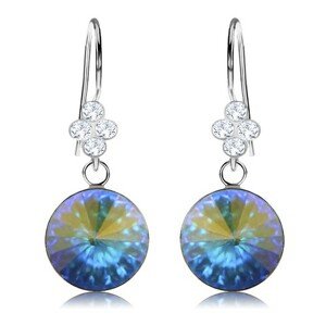 Náušnice, striebro 925, Swarovski krištáľ - odlesky modrej a zlatej farby, 11 mm