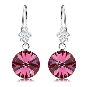 Náušnice zo striebra 925, brúsený Swarovski krištáľ ružovej farby, 11 mm