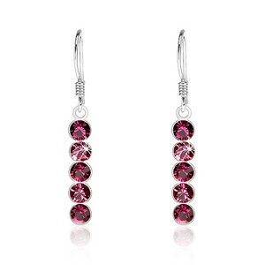 Strieborné náušnice 925, krištále Swarovski v odtieňoch fuksiovej farby