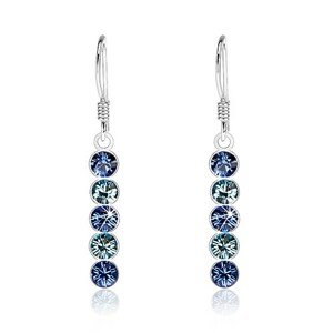 Visiace náušnice, striebro 925, krištále Swarovski v odtieňoch modrej farby