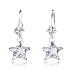 Náušnice zo striebra 925, číre krištále Swarovski, kosoštvorec, hviezda