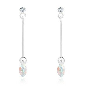 Náušnice zo striebra 925, číry krištáľ  Swarovski a krištáľ s dúhovým odleskom
