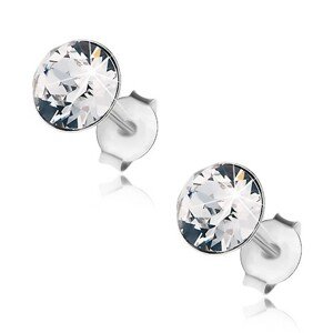 Strieborné náušnice 925, okrúhly Swarovského krištáľ čírej farby, 7 mm