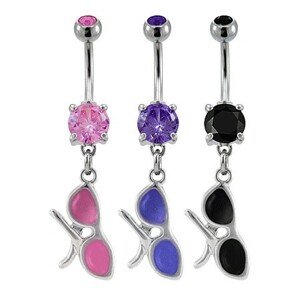 Piercing do pupku farebné okuliare - Farba zirkónu: Fialová - A