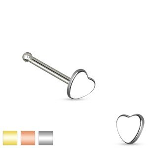 Piercing do nosa z chirurgickej ocele, malé symetrické srdiečko - Farba piercing: Strieborná
