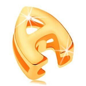 Prívesok zo žltého 14K zlata, tlačené písmeno A, zrkadlovolesklé