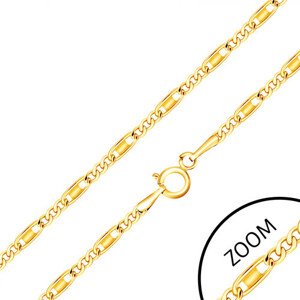 Retiazka zo žltého 14K zlata - oválne a podlhovasté očká, obdĺžnik, 550 mm