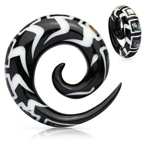 Špirálový vzorovaný expander do ucha z organického materiálu, úlomky mušle - Hrúbka: 8 mm
