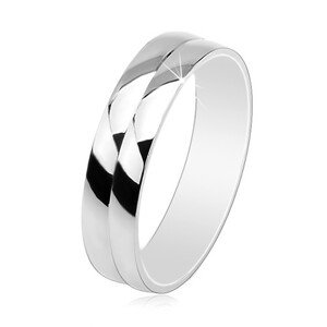 Strieborná obrúčka 925, lesklý hladký povrch, tenký zárez v strede, 5 mm - Veľkosť: 56 mm