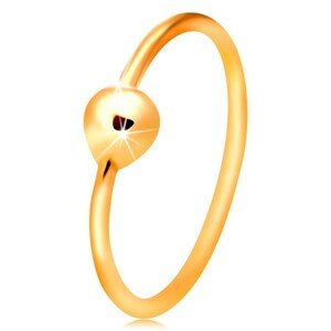 Zlatý 14K piercing do nosa, lesklý krúžok s drobnou guľôčkou