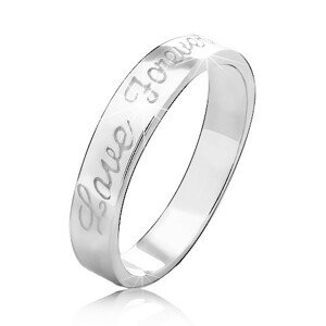 Obrúčka zo striebra 925 s vyrytým nápisom Love Forever - Veľkosť: 49 mm
