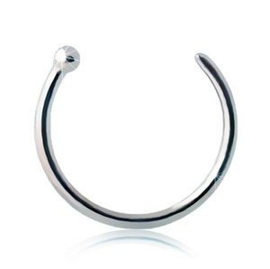 Piercing do nosa z bieleho 9K zlata - lesklý krúžok ukončený guličkou - Hrúbka x priemer: 0,6 mm x 8 mm