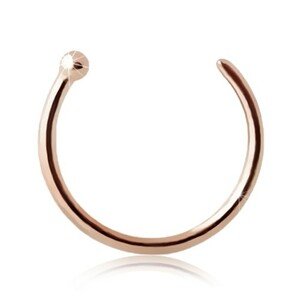 Piercing do nosa z ružového 9K zlata - lesklý krúžok ukončený guličkou - Hrúbka x priemer: 0,6 mm x 6 mm