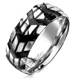Prsteň z chirurgickej ocele so vzorom čiernych šípok, 8 mm - Veľkosť: 59 mm