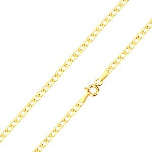 Retiazka zo 14K žltého zlata - ploché oválne očká, vysoký lesk, 550 mm