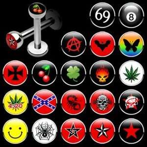 Piercing do brady a pery - rôzne motívy na guličke - Tvar hlavičky: Anarchia