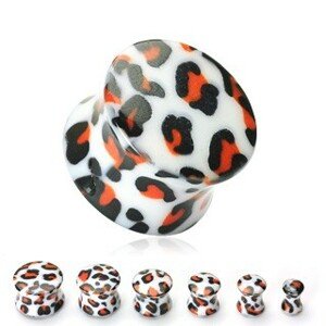 Plug do ucha biely, vzor leopard - Hrúbka: 14 mm