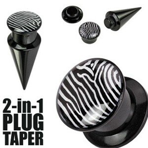Plug a taper - zebrovaný vzor v žlto-čiernej kombinácii - Hrúbka: 6 mm