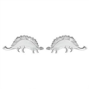 Strieborné náušnice 925 - ligotavý dinosaurus - stegosaurus, puzetové zapínanie