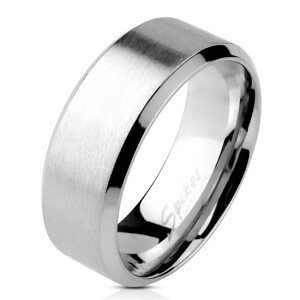 Prsteň z ocele - matný pásik v strede, lesklé línie po okrajoch, 6 mm - Veľkosť: 52 mm