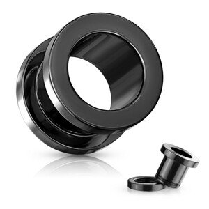 Tunel do ucha z 316L ocele - lesklý povrch čiernej farby, PVD povrchová úprava - Hrúbka: 40 mm