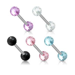 Piercing do jazyka priesvitná disko guľa - Farba piercing: Fialová