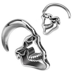 Expander do ucha z 316L ocele - kontúra lebky s lesklým povrchom - Hrúbka: 4 mm
