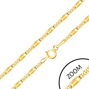 Retiazka zo žltého 14K zlata - oválne a podlhovasté očká, obdĺžnik, 450 mm