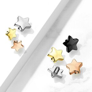 Náhradná hlavička do implantátu z chirurgickej ocele, hviezda 4 mm, hrúbka 1,6 mm, PVD - Farba: Zlatá