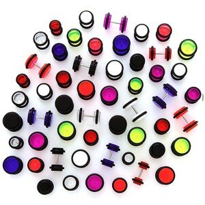 Neónový fake plug - rôzne veľkosti - Veľkosť hlavičky: 12 mm, Farba piercing: Modrá